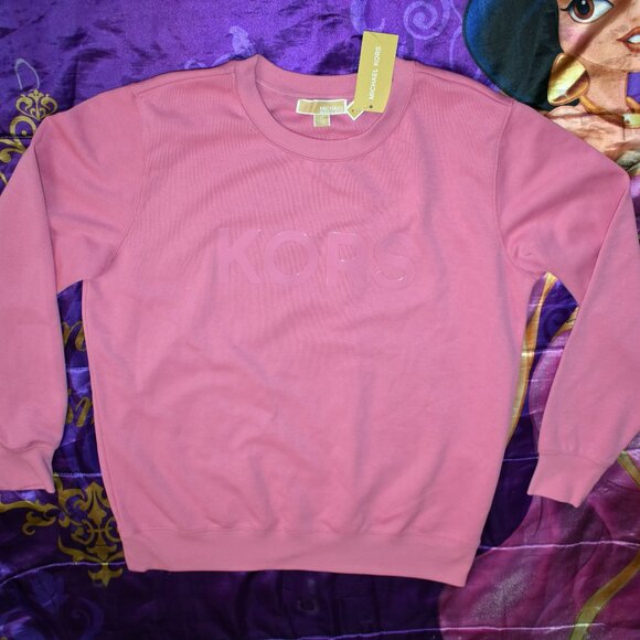 Michael Kors Men's KORS Wet 3D Logo Crewneck Sweatshirt CORAL M OVERSIZE / LARGE - Picture 12 of 12